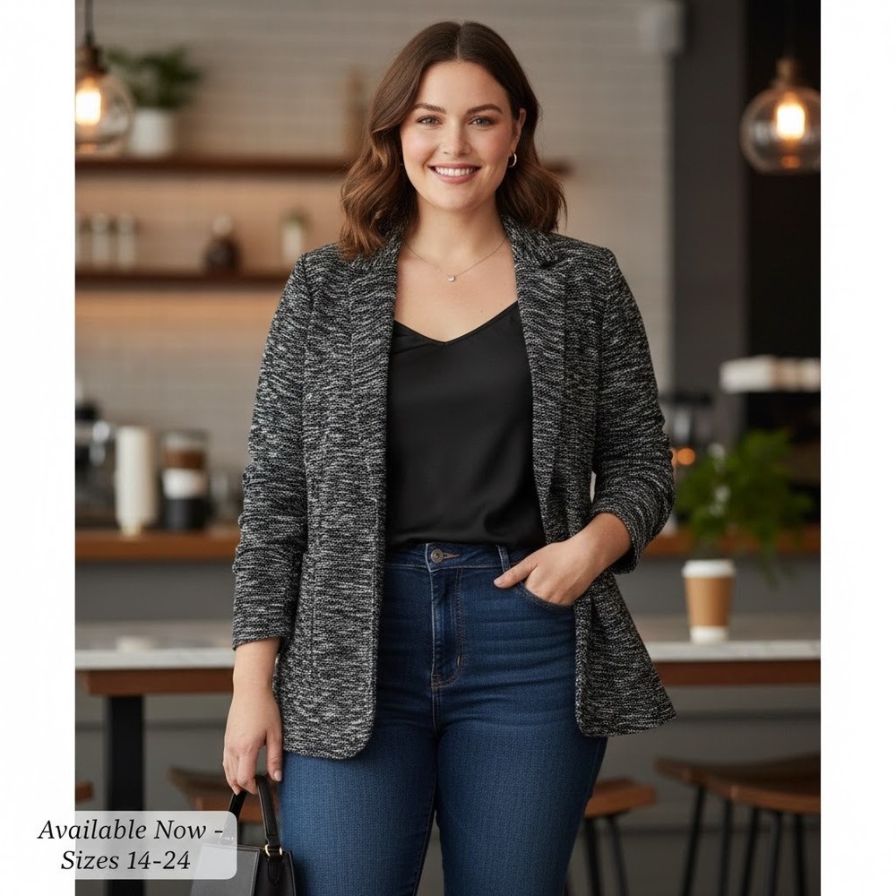 Women's Black Gray Blazer
